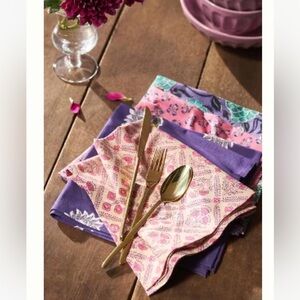 Anthropologie Kiara Mixed Cotton Napkins, Set of 4 93353126 Purple Motif
